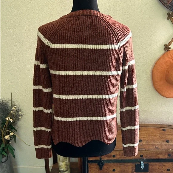 Pinque Striped Brown and White Women's Sweater | Small - Picture 3 of 5